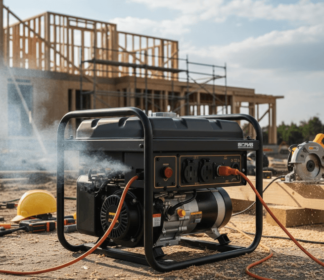 Mi-T-M generator delivering electricity on a jobsite